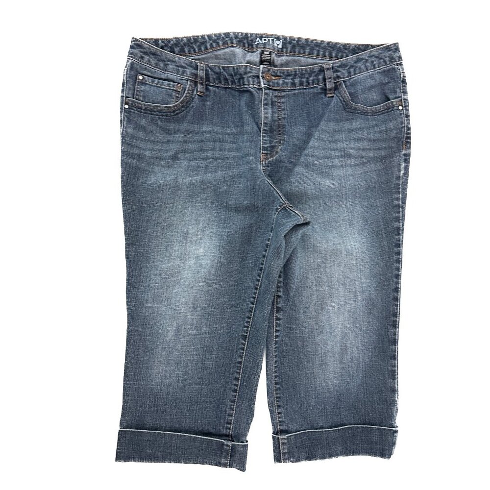 Apt. 9 Cuffed Crop Women's size 28W Dark Wash‎ Blue Denim Jeans